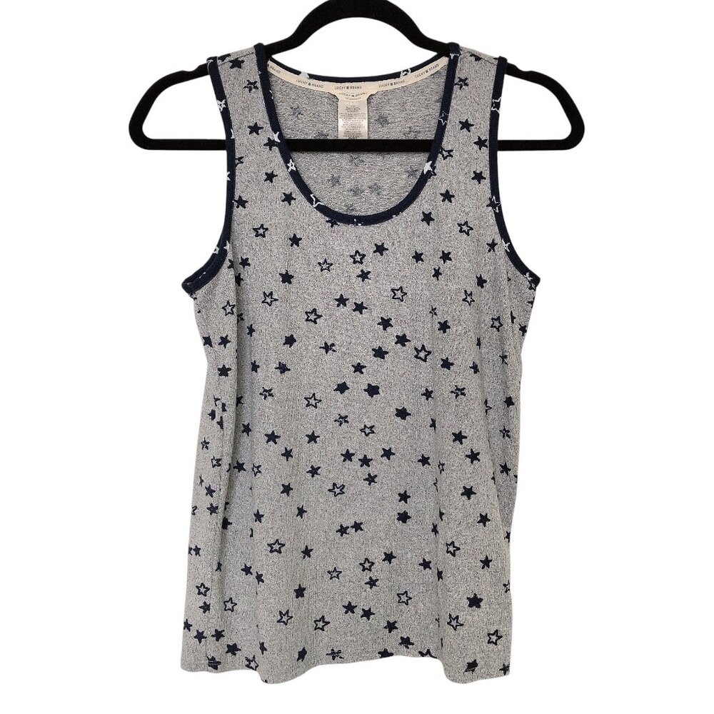 Lucky Brand Gray Navy Star Print Sleeveless Tank Top Size S